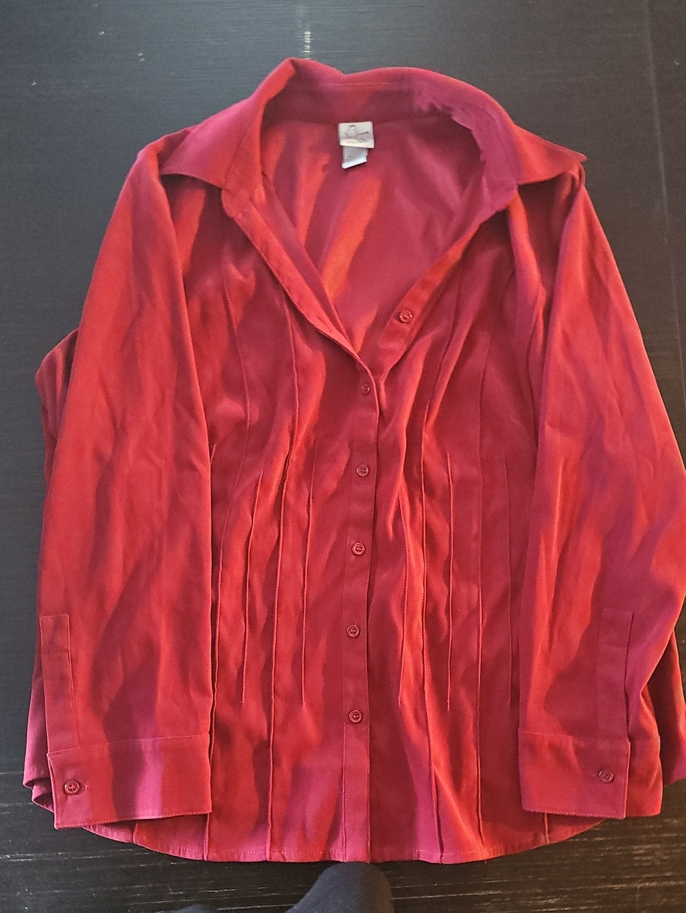 Fashion Bug Red Pleated Button-Down Blouse